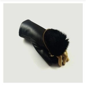 Aristide rabbit fur lamb leather gloves